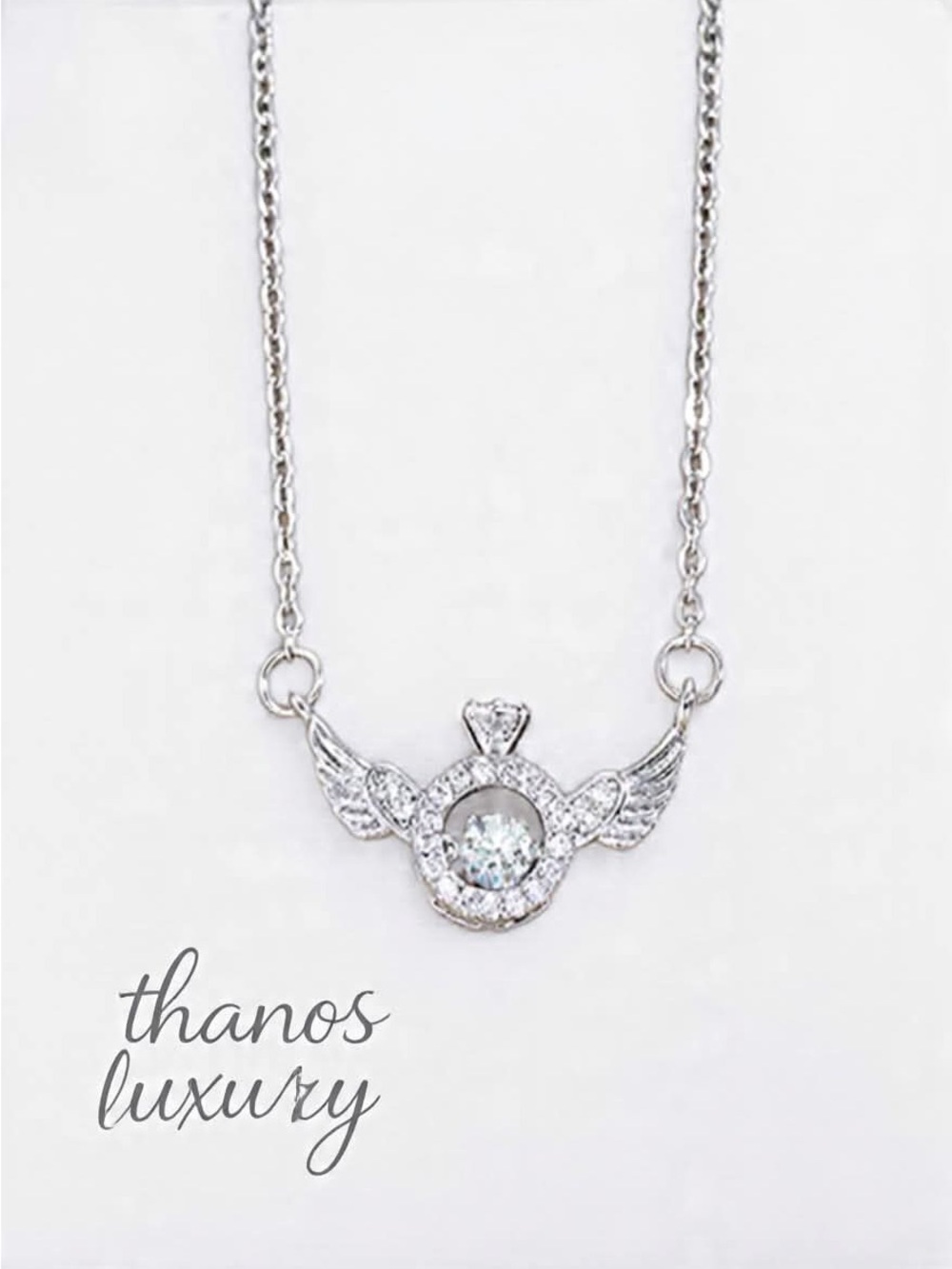 Angel Wings Necklace, titanium steel(MYSTERY FREE-SIZE RING) Set